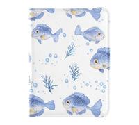 Reisepass- und Impfkartenhalter mit süßem Fischmotiv, Reisepasshülle mit Impfkartenschlitz, Reisepasshülle, Combo mit Impfkartenfach für Reisen, unverzichtbar, wasserdicht