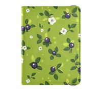 Reisepass- und Impfkartenhalter mit süßem Heidelbeerfrucht-Grün, Kombination für Reisedokumente, Organizer, Reisepasshülle, Kombination mit Impfkartenschlitz, für Damen und Herren, wasserdicht