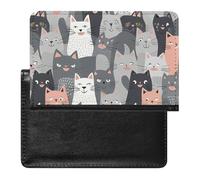 Reisepass- und Impfkartenhalter, niedlich, lustig, graues Katzenmuster, Reisepasshülle, Reisepasshülle, Reisepasshülle, Reisepasshülle, internationale Reise, niedliche lustige graue Katzen,