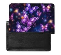 Reisepass- und Impfkartenhalter, violett, niedlicher Schmetterlings-Druck, Reisepasshülle, Reisepasshülle, Reisepasshülle, Reisepasshülle, internationale Reise, lila niedlicher Schmetterling,