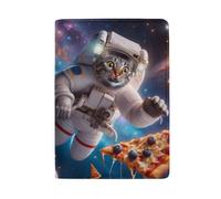 Reisepass- und Kartenhalter Reisepasshülle, Lustige Katze Astronaut Pizza