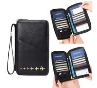 Reisepasshülle aus hochwertigem Kunstleder, stilvoller Organizer für Reisedokumente, RFID-blockierende Passhülle, praktische Reisegeldbörse für Damen & Herren, inklusive Platz Mobiltelefone