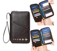 Reisepasshülle aus hochwertigem Kunstleder, stilvoller Organizer für Reisedokumente, RFID-blockierende Passhülle, praktische Reisegeldbörse für Damen & Herren, inklusive Platz Mobiltelefone