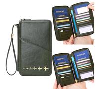 Reisepasshülle aus hochwertigem Kunstleder, stilvoller Organizer für Reisedokumente, RFID-blockierende Passhülle, praktische Reisegeldbörse für Damen & Herren, inklusive Platz Mobiltelefone