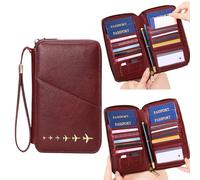 Reisepasshülle aus hochwertigem Kunstleder, stilvoller Organizer für Reisedokumente, RFID-blockierende Passhülle, praktische Reisegeldbörse für Damen & Herren, inklusive Platz Mobiltelefone