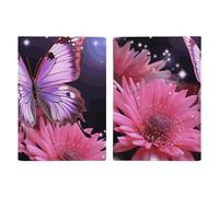 Reisepasshülle aus Leder, bunte Luftballons, bedrucktes Reisepassbuch für Dokumente, Reisegeschenke, Blume, violetter Schmetterling, 20.3x13.8cm