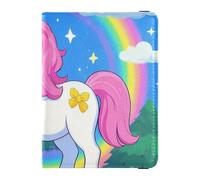 Reisepasshülle aus Leder, Cartoon-Motiv, niedlich, weiß, Regenbogen-Einhörner, dekorativ, wasserdicht, Niedliche weiße Regenbogen-Einhörner im Cartoon-Design, 1 size
