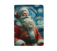 Reisepasshülle aus Leder für Damen, Weihnachtsmann bei Sternennacht