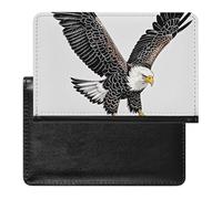 Reisepasshülle aus Leder, Hammerhead Shark Scans The Ocean Travel Document Holder Cover Travel Essentials für Damen und Herren, Sketch of Bald Eagle Diving, Einheitsgröße