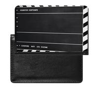 Reisepasshülle aus Leder, klassische Filmschindel, schwarz, Reisedokumenten-Halter, Reiseutensilien, für Damen und Herren, Klassische Film-Klapboard, Schwarz, Einheitsgröße