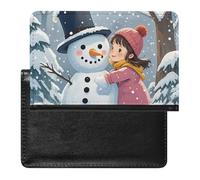 Reisepasshülle aus Leder, Lebkuchenmotiv, klein, für Zuhause, Reisen, Dokumentenhalter, Reisezubehör für Damen und Herren, Schneemann-Umarmungen, Einheitsgröße