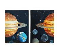 Reisepasshülle aus Leder, leuchtet im Dunkeln, Sonnensystem, Planet, handgefertigt, mit Karten- und Ticketschlitz, einfacher Zugriff, Reisepasshülle, Reisepasshülle für Damen und Herren, Stil, Stil:,