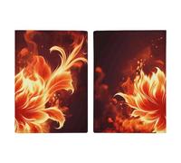 Reisepasshülle aus Leder, lustig, Cartoon, Känguru-Zoo, bedrucktes Reisepassbuch für Dokumente, Reisegeschenke, Flaming Fire Flowers, 20.3x13.8cm