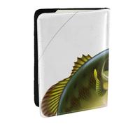 Reisepasshülle aus Leder mit Angelschnur, Motiv: kleine Fische, mit Kreditkartenfach, für Damen, Herren, Familienausweis, Reisen, Schwarz , Einheitsgröße