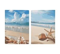 Reisepasshülle aus Leder, mit hübschem Donut-Motiv, bedrucktes Reisepassbuch für Dokumente, Reisegeschenke, Hübscher Strand und Muscheln, 20.3x13.8cm