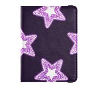 Reisepasshülle aus Leder, mit künstlichen Pailletten, Sternen, für Damen, Reisepasshülle, Impfausweis, Impfausweis, Impfkarte, Geldbörse, leicht, Rosa, Rosa gefälschte Pailletten-Sterne, 1 size