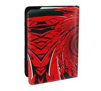 Reisepasshülle aus Leder mit rotem Blumen-Wirbel-Spiraldruck, wasserdicht, Reisebrieftasche, Reisepasshülle für Damen und Herren, Schwarz , Einheitsgröße