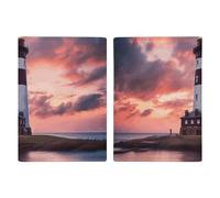 Reisepasshülle aus Leder, mit Tinte und goldfarbenen Punkten, bedrucktes Reisepassbuch für Dokumente, Reisegeschenke, Beauty Leuchtturm, 20.3x13.8cm