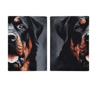 Reisepasshülle aus Leder, modisch, modern, dreieckig, bedruckt, Reisepassbuch für Dokumente, Reisegeschenke, Cooler Rottweiler Hund Kunst, 20.3x13.8cm