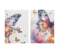 Reisepasshülle aus Leder, Motiv: Aquarell-Schmetterling, minimalistisch, Reisebrieftasche, Reisepassbuchhalter für Damen und Herren, Stil, 20,3 x 13,8 cm, Stil:, 20.3x13.8cm