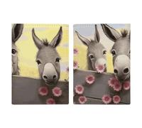 Reisepasshülle aus Leder, Motiv: Esel und Blume, minimalistisch, Reisebrieftasche, Reisepassbuchhalter für Damen und Herren, Stil, 20,3 x 13,8 cm, Stil:, 20.3x13.8cm