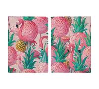 Reisepasshülle aus Leder, Motiv: Flamingo, Ananas, handgefertigt, mit Karten- und Ticketschlitz, einfacher Zugriff, Reisepasshülle, Reisepasshülle für Damen und Herren, Stil, 20,3 x 13,8 cm, Stil:,