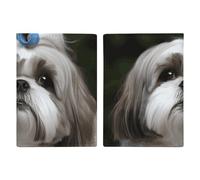 Reisepasshülle aus Leder, Motiv: Fußball, schwarz, bedrucktes Reisepassbuch für Dokumente, Reisegeschenke, Shih Tzu Hund, 20.3x13.8cm