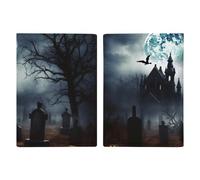 Reisepasshülle aus Leder, Motiv: Gothic, Happy Halloween, minimalistisch, Reisebrieftasche, Reisepassbuchhalter für Damen und Herren, Stil, 20,3 x 13,8 cm, Stil:, 20.3x13.8cm