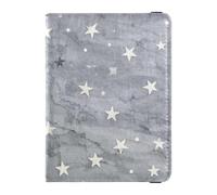 Reisepasshülle aus Leder, Motiv: grauer Marmorhintergrund mit weißen Sternen, Brieftasche, Impfhülle, Brieftasche, Reisepasshülle, ultradünn, Grauer Marmorhintergrund mit weißen Sternen, 1 size