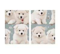 Reisepasshülle aus Leder, Motiv: kleine weiße Hunde, bedruckt, Reisepassbuch für Dokumente, Reisegeschenke, Kleine weiße Hunde, 20.3x13.8cm