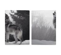 Reisepasshülle aus Leder, Motiv: kleine weiße Hunde, bedruckt, Reisepassbuch für Dokumente, Reisegeschenke, Heulender Wolf, 20.3x13.8cm