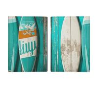 Reisepasshülle aus Leder, Motiv: Monarch-Schmetterling, bedrucktes Reisepassbuch für Dokumente, Reisegeschenke, Surfbrett in Vintage Türkis, 20.3x13.8cm