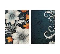 Reisepasshülle aus Leder, Motiv: New York Nacht, bedrucktes Reisepassbuch für Dokumente, Reisegeschenke, Abstrakte Boho-Blumen, 20.3x13.8cm