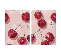 Reisepasshülle aus Leder, Motiv: Orchidee gestreiftes Muster, bedrucktes Reisepassbuch für Dokumente, Reisegeschenke, Mit Kirschmuster, 20.3x13.8cm