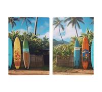 Reisepasshülle aus Leder, Motiv: Orchidee gestreiftes Muster, bedrucktes Reisepassbuch für Dokumente, Reisegeschenke, Surf's Up Surfboard, 20.3x13.8cm