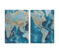 Reisepasshülle aus Leder, Motiv: Palmen, Ozean, Wellen, Sonnenuntergang, bedrucktes Reisepassbuch für Dokumente, Reisegeschenke, Weltkarte, 20.3x13.8cm