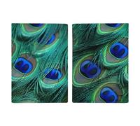 Reisepasshülle aus Leder, Motiv: Pfauenfedern, minimalistisch, Reisebrieftasche, Reisepassbuchhalter für Damen und Herren, Stil, 20,3 x 13,8 cm, Grün, Stil:, 20.3x13.8cm