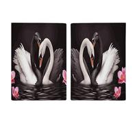 Reisepasshülle aus Leder, Motiv: Schwan, Herz, minimalistisch, Reisebrieftasche, Reisepassbuchhalter für Damen und Herren, Stil, 20,3 x 13,8 cm, Schwarz / Weiß, Stil:, 20.3x13.8cm