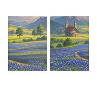 Reisepasshülle aus Leder, Motiv: Texas Bluebonnets, Landschaft, bedrucktes Reisepassbuch für Dokumente, Reisegeschenke, Texas Bluebonnets Landschaft, 20.3x13.8cm