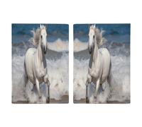 Reisepasshülle aus Leder, Motiv: Weißes Pferd, das auf dem Meer läuft, minimalistisch, Reisebrieftasche, Reisepassbuchhalter für Damen und Herren, Stil, 20,3 x 13,8 cm, Stil:, 20.3x13.8cm