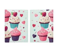 Reisepasshülle aus Leder, niedlicher Beagle-Hund, bedrucktes Reisepassbuch für Dokumente, Reisegeschenke, Cupcake Candy Hearts Sweet, 20.3x13.8cm