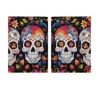 Reisepasshülle aus Leder, niedlicher Beagle-Hund, bedrucktes Reisepassbuch für Dokumente, Reisegeschenke, Bunte Totenköpfe, 20.3x13.8cm