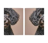 Reisepasshülle aus Leder, niedlicher schwarzer Mops, bedrucktes Reisepassbuch für Dokumente, Reisegeschenke, Süßer schwarzer Mops, 20.3x13.8cm