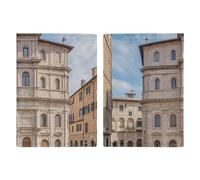 Reisepasshülle aus Leder, niedlicher schwarzer Mops, bedrucktes Reisepassbuch für Dokumente, Reisegeschenke, Italienische Kleinstadt, 20.3x13.8cm