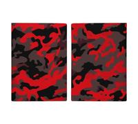Reisepasshülle aus Leder, niedlicher schwarzer Mops, bedrucktes Reisepassbuch für Dokumente, Reisegeschenke, rot camouflage, 20.3x13.8cm