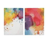 Reisepasshülle aus Leder, Reisepasshülle, altes Karomuster, bedrucktes Reisepassbuch für Dokumente, Reisegeschenke, Aquarell-Farbspritzer, 20.3x13.8cm