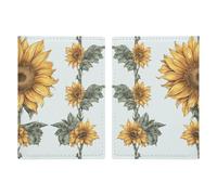 Reisepasshülle aus Leder, Reisepasshülle, altes Karomuster, bedrucktes Reisepassbuch für Dokumente, Reisegeschenke, Sonnenblume, handbemalt, Blumenmuster, 20.3x13.8cm