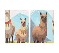 Reisepasshülle aus Leder, Reisepasshülle, Boot, auf dem Ozean, bedrucktes Reisepassbuch für Dokumente, Reisegeschenke, Lama und Alpaka, 20.3x13.8cm