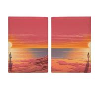 Reisepasshülle aus Leder, Reisepasshülle für Paare, Beobachtung des Sonnenaufgangs, bedrucktes Reisepassbuch für Dokumente, Reisegeschenke, Paar beobachtet Sonnenaufgang, 20.3x13.8cm