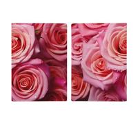 Reisepasshülle aus Leder, Reisepasshülle für Paare, Beobachtung des Sonnenaufgangs, bedrucktes Reisepassbuch für Dokumente, Reisegeschenke, Elegante Rosenblüte, 20.3x13.8cm